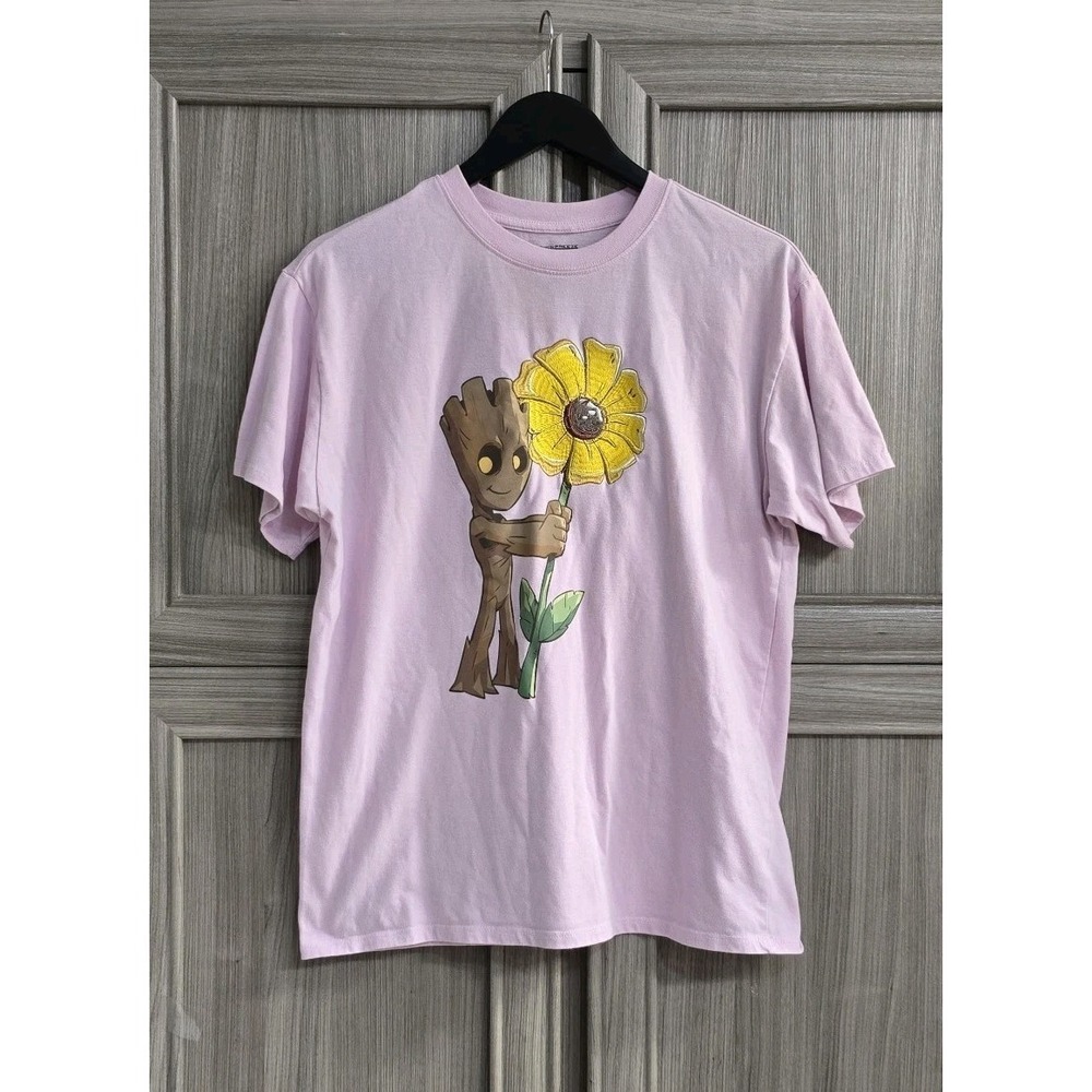 Marvels Guardians Of The Galaxy Baby Groot T Shirt Medium Pink Womens